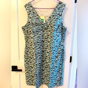 BODEN 100% COTTON TURQUOISE BLUE PRINTED BOHO DRESS BH057 -SIZE US 16R, NEW